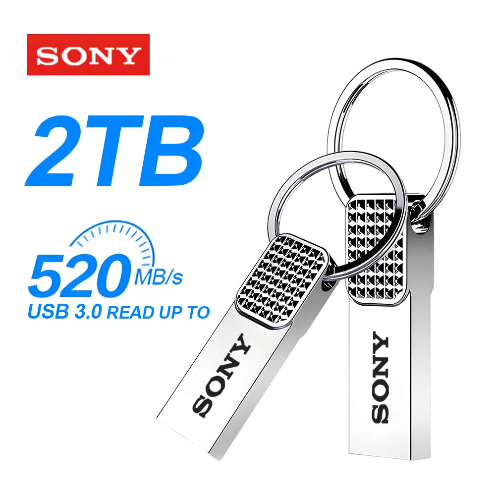 Sony USB Flash Drive — Real Capacity 512GB / 1TB / 2TB, Silver Memory Stick